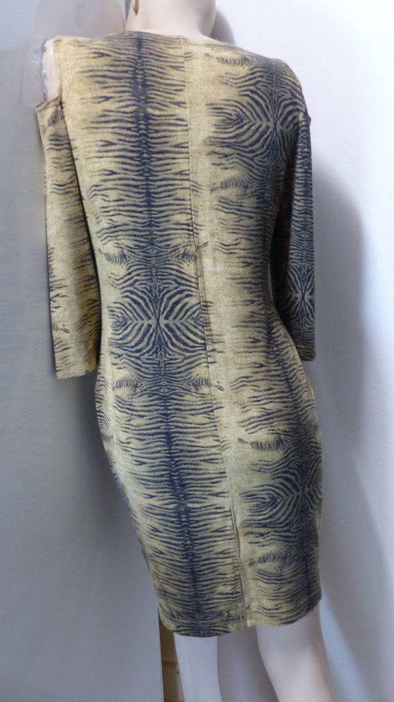 Cut-Out Glattstrick Stretchkleid, Zebra Print