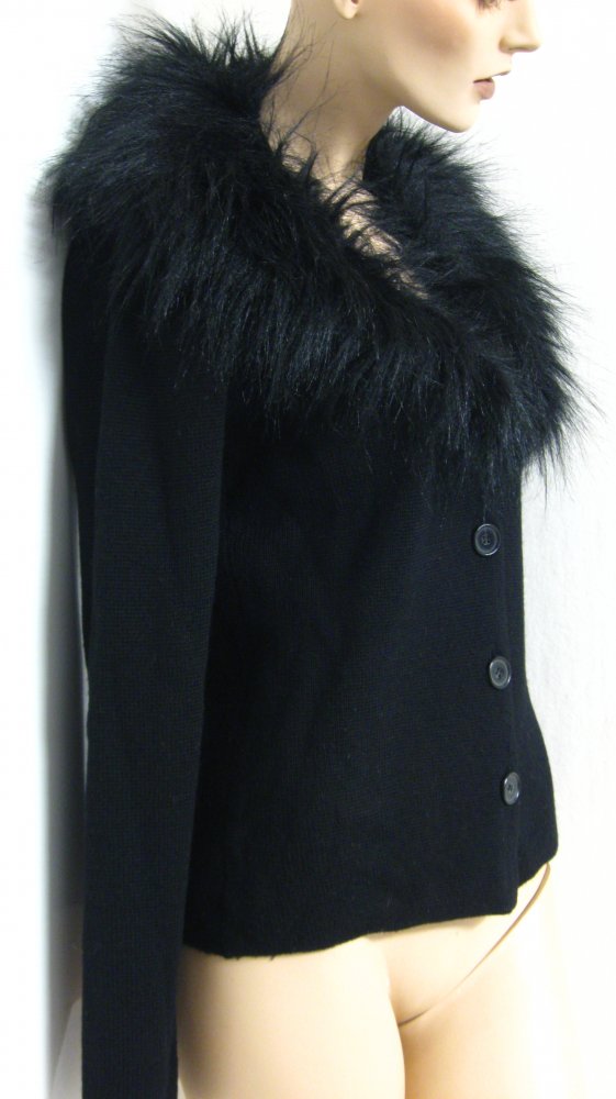 kurz Cardigan mit Kunstfell Kragen