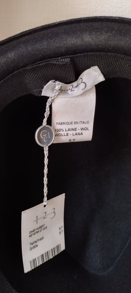 Hut, 100% Wolle, Lederband, Gr.57