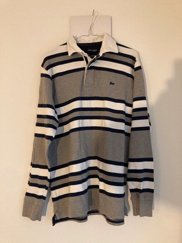 gestreiftes Shirt, graues Polohemd, weißes Langarmshirt, eleganter Sweater, Hampton, Gr. M