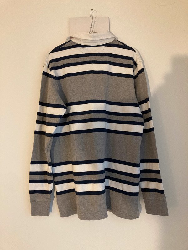 gestreiftes Shirt, graues Polohemd, weißes Langarmshirt, eleganter Sweater, Hampton, Gr. M