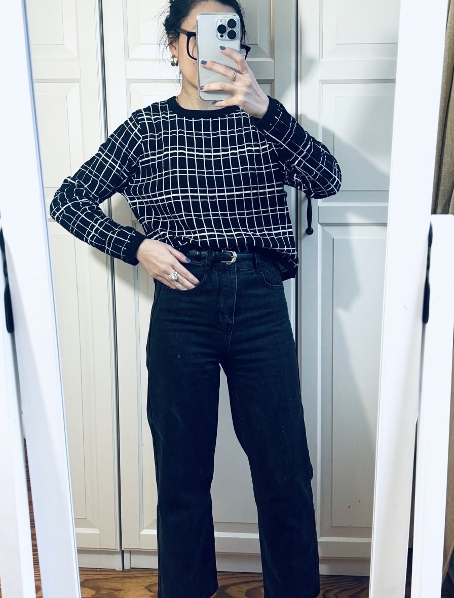 Pullover Schwarz-Weiß kurz Zara Größe S