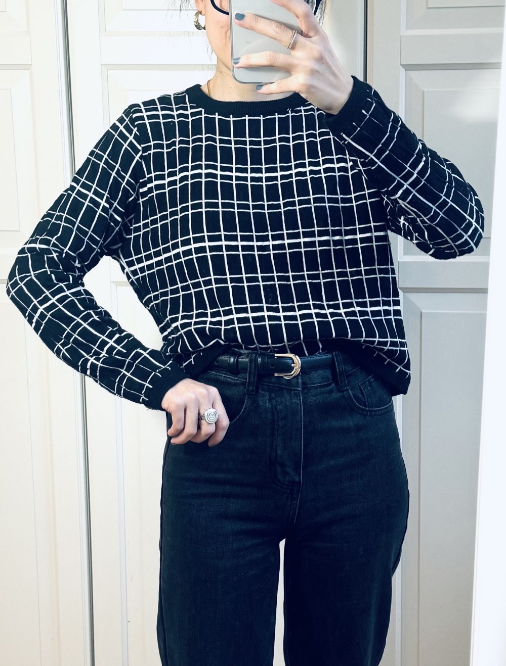 Pullover Schwarz-Weiß kurz Zara Größe S