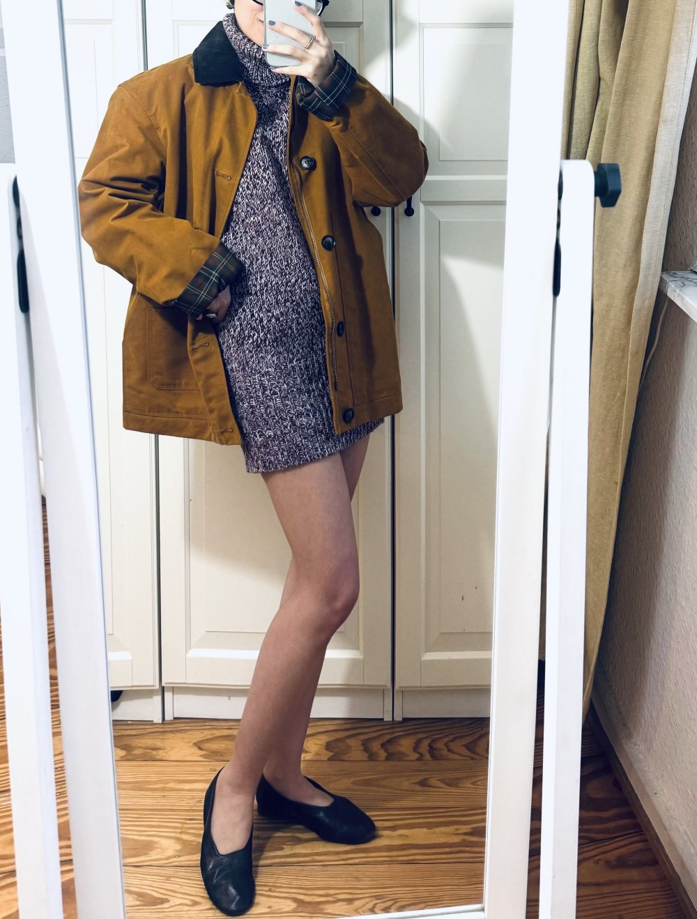 Strickkleid Lilarot/weiss Zara Größe S