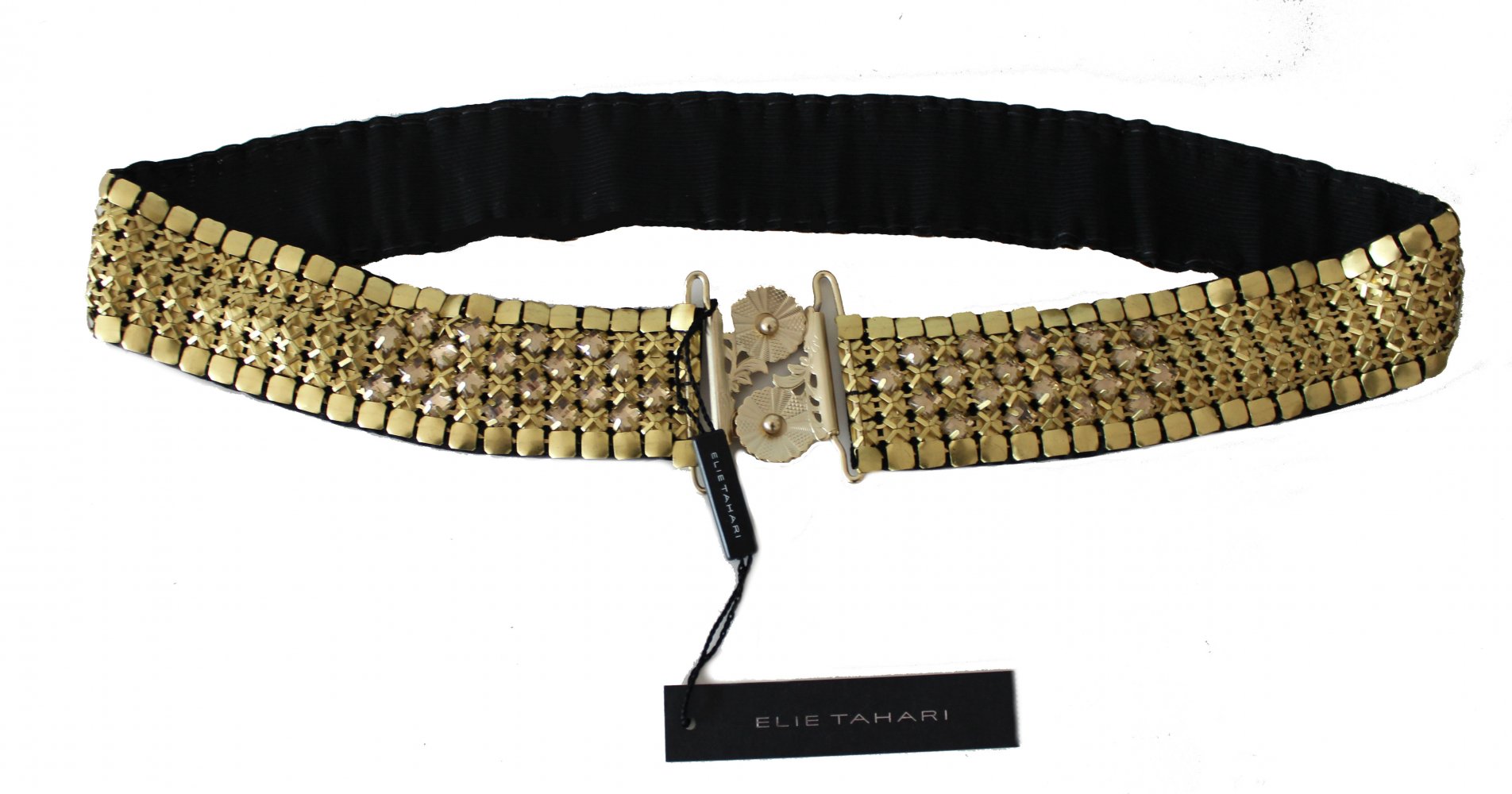 NEU: Elie Tahari, Gürtel aus Metall, goldfarbe mit Svarovski-Steinen, Boutiquen-Preis: 349 Euro 