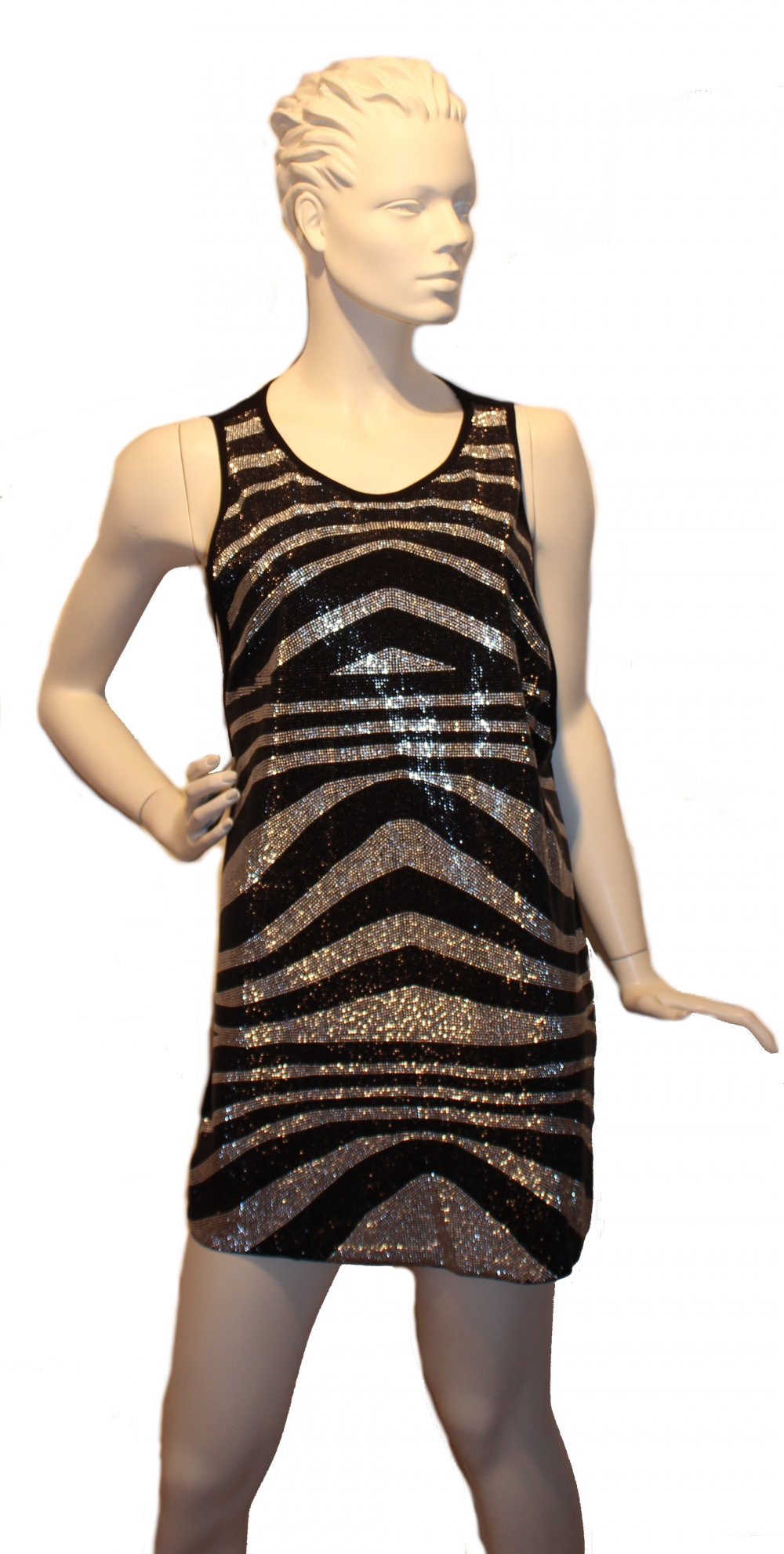 Pailetten-Kleid, schwarz/silber, Neu mit Etikett, Boutiquen-Preis: 699 €