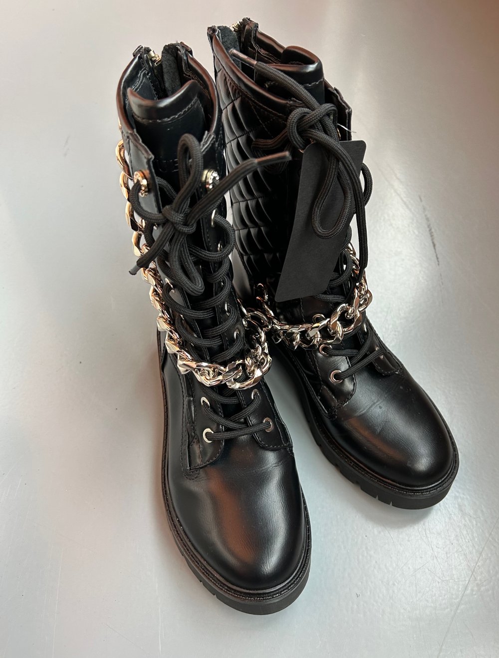 Guess Riplei Stiefeletten Schnürstiefelette Gr 38 Neu schwarz