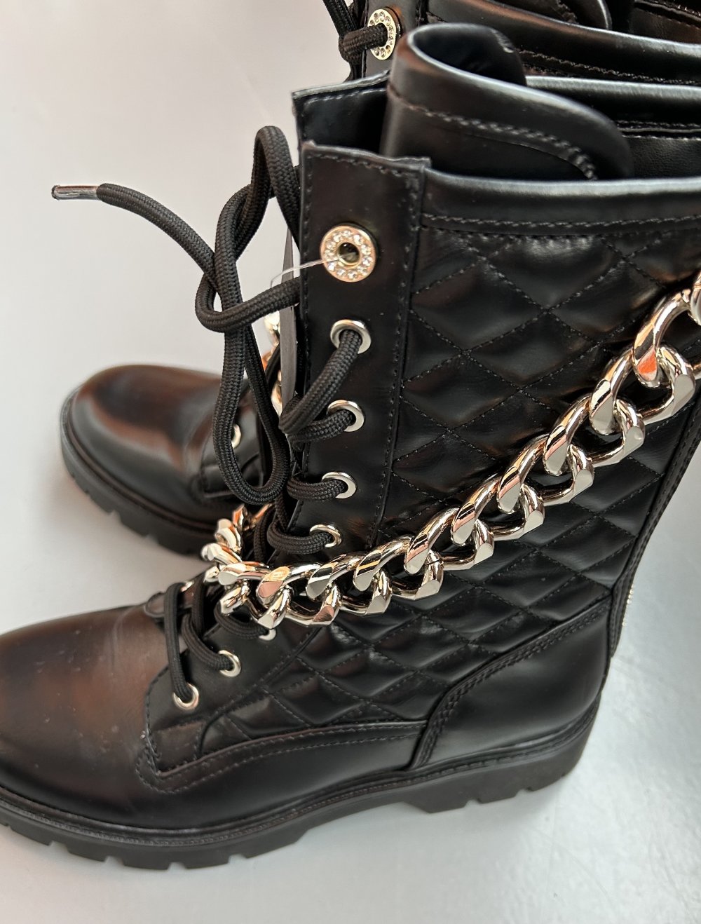 Guess Riplei Stiefeletten Schnürstiefelette Gr 38 Neu schwarz