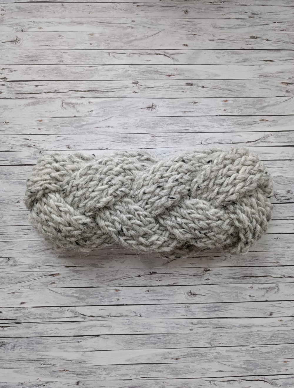 Hellgraues geflochtenes Strickstirnband aus Islandwolle - Alafosslopi (Stirnband)