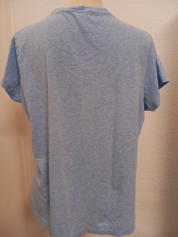 GANT T-Shirt hell blau meliert weip Front Print Gr XL 