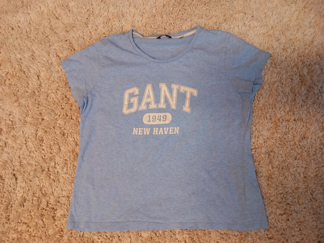 GANT T-Shirt hell blau meliert weip Front Print Gr XL 