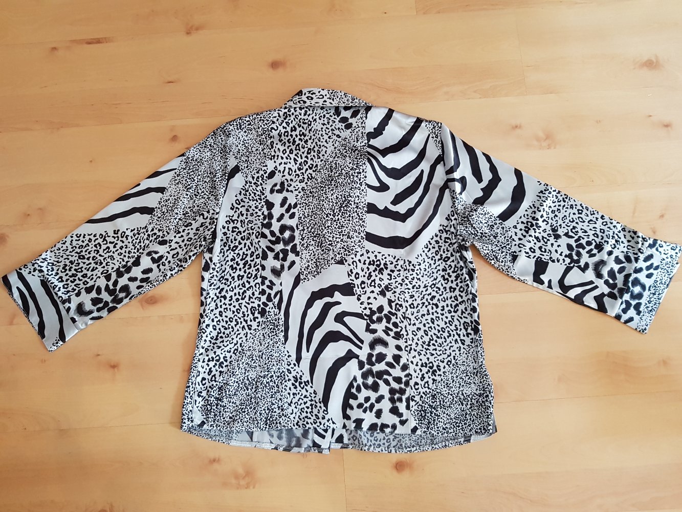 Damen-Bluse silber-schwarz - Größe: L