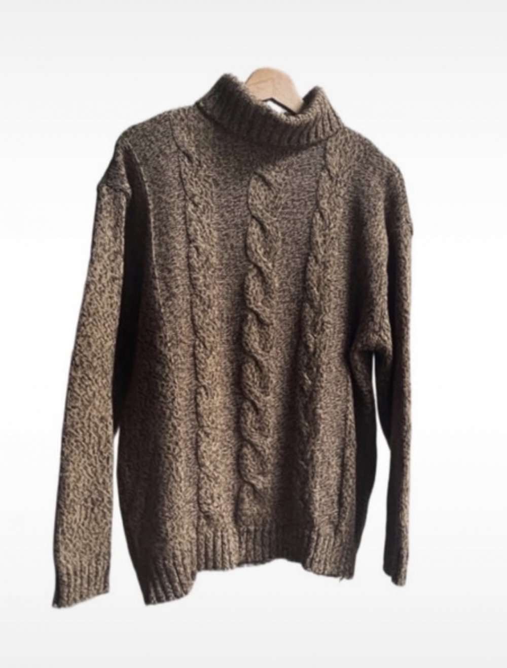 Rollkragenpullover in Braun melliert