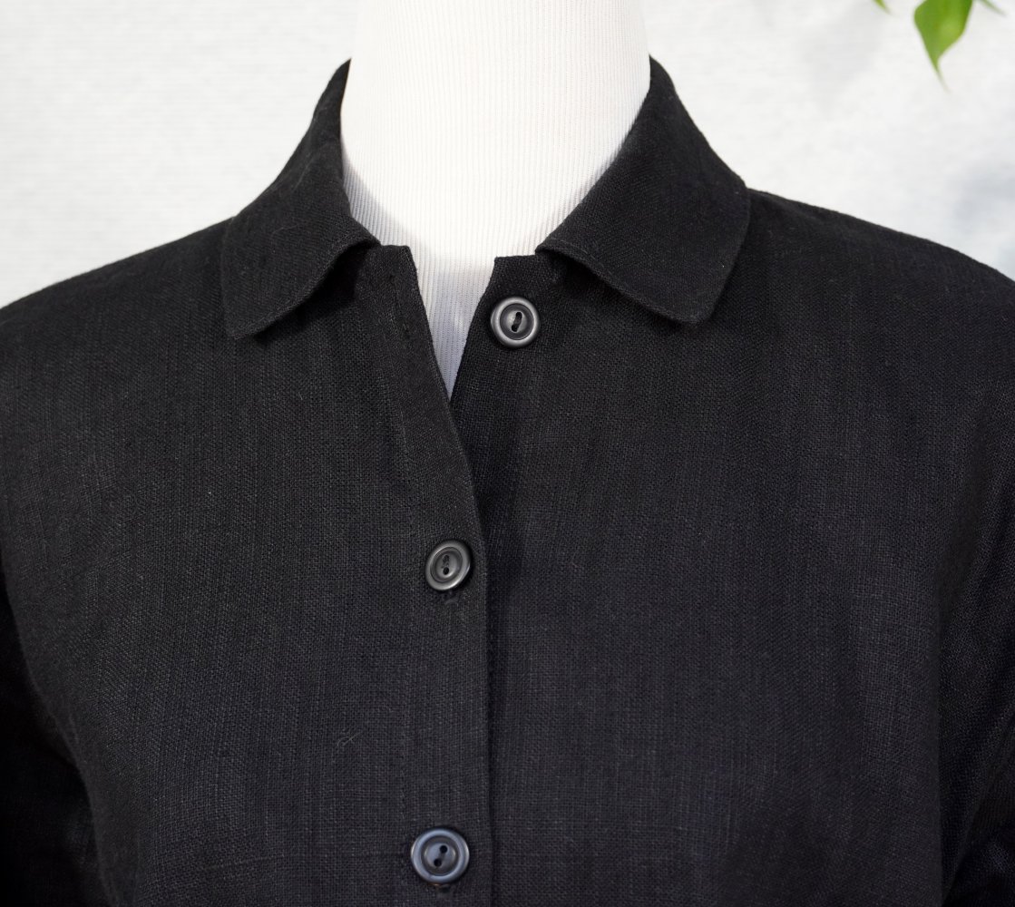 Schwarze Jacke Gr. 40-42 Leinenjacke weite Jacke Lagenlook