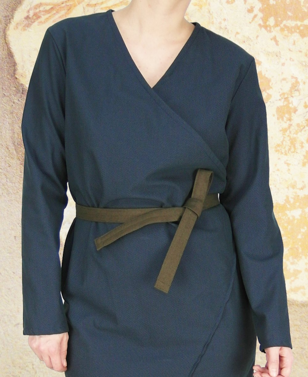 Blaues Volantkleid Gr. S Streifenkleid Midikleid