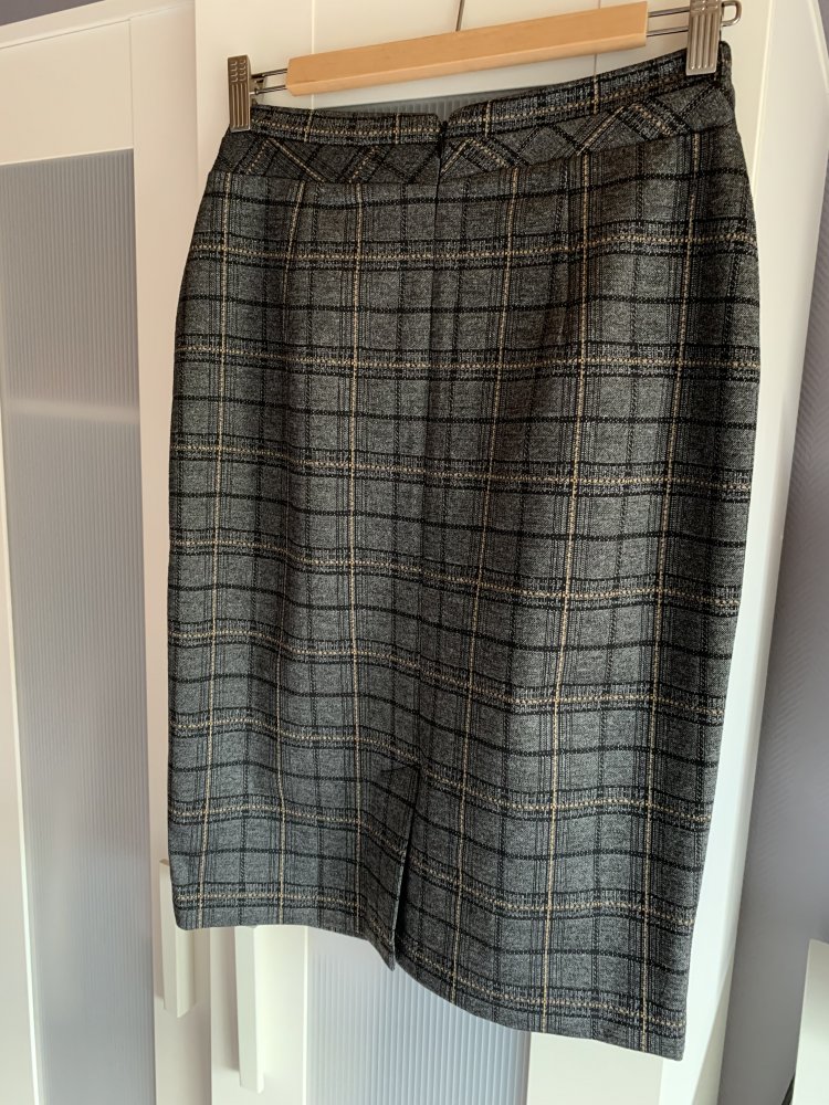 Neuwertig! Rock tailliert in grau/schwarz/gelb, Business-tauglich 