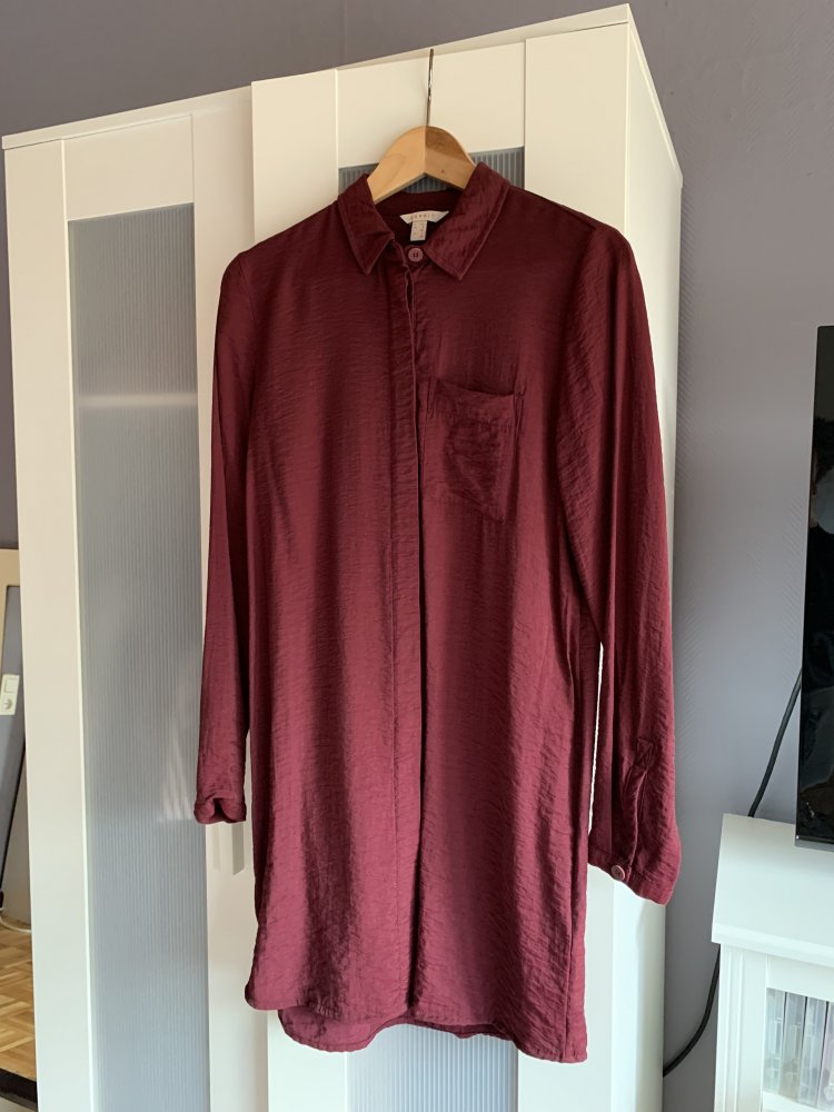 Neuwertig! Esprit bordeaux-/rot (Hemd-)Bluse lang / Blusenkleid