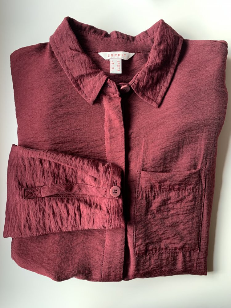 Neuwertig! Esprit bordeaux-/rot (Hemd-)Bluse lang / Blusenkleid