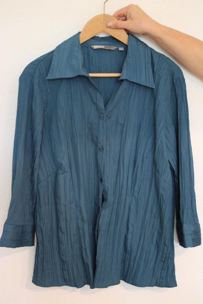 Schicke crinkle-optik Bluse in Petrol