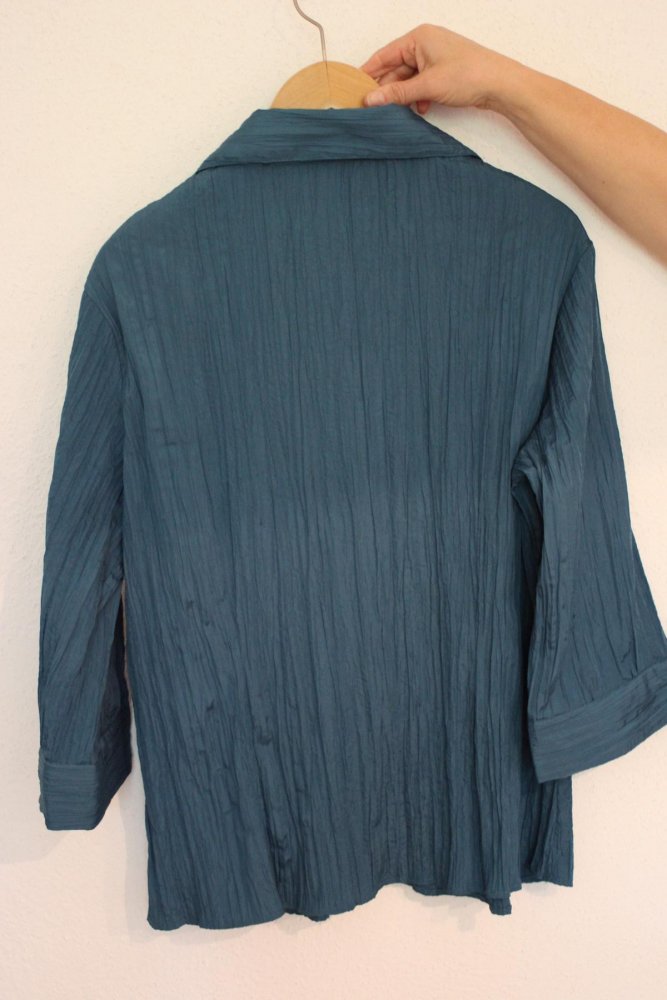 Schicke crinkle-optik Bluse in Petrol