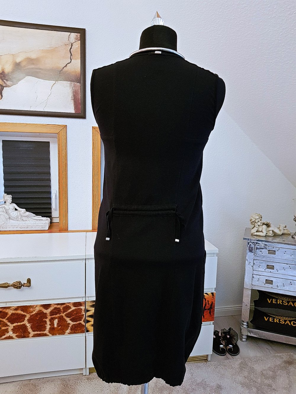 HIGH USE Damen Kleid schwarz Etuikleid Jersey Mischwolle Gr.S-36