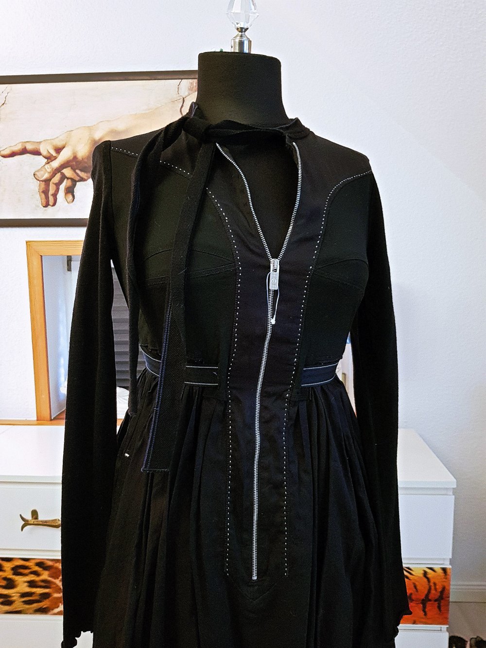 HIGH USE Damen Kleid Ballonkleid schwarz 100%Baumwolle Gr.34-XS