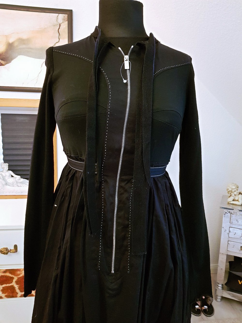 HIGH USE Damen Kleid Ballonkleid schwarz 100%Baumwolle Gr.34-XS