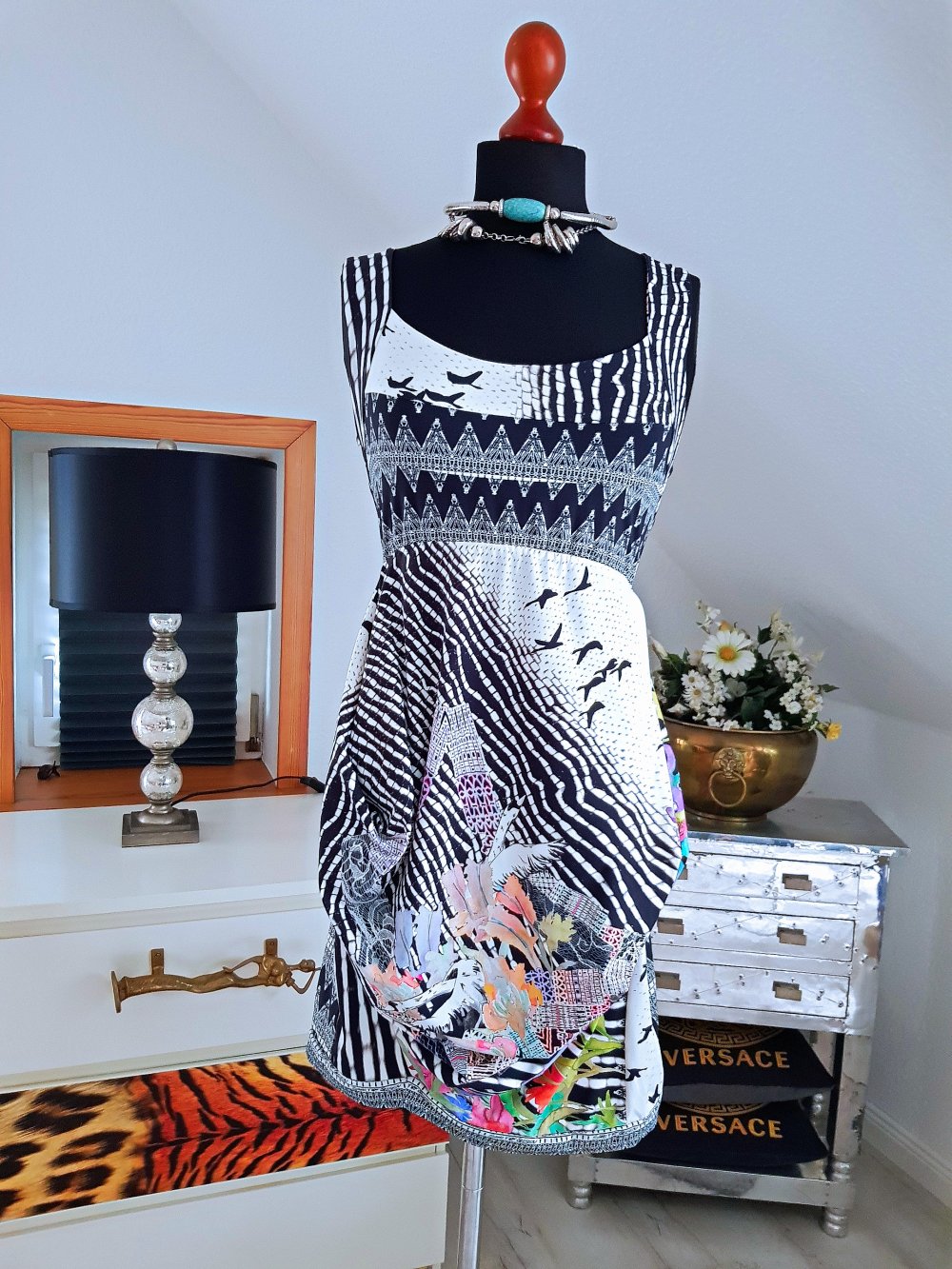 SAVE the QUEEN Damen Kleid bunt Jerseykleid Trägerkleid Gr.S-M