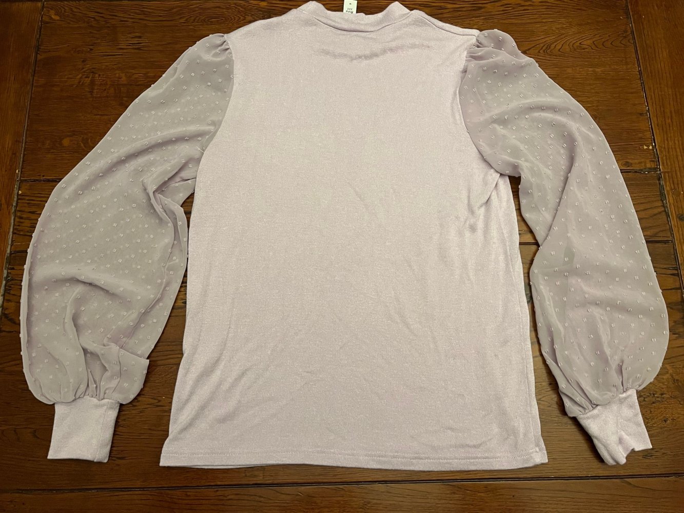 Rosa / Flieder farbende Damen Bluse mit durchsichtigen Ärmeln