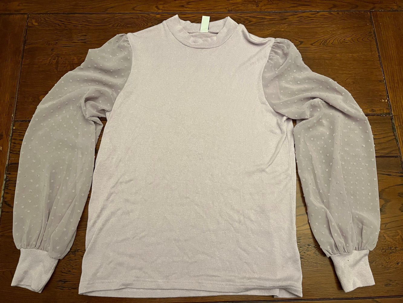 Rosa / Flieder farbende Damen Bluse mit durchsichtigen Ärmeln