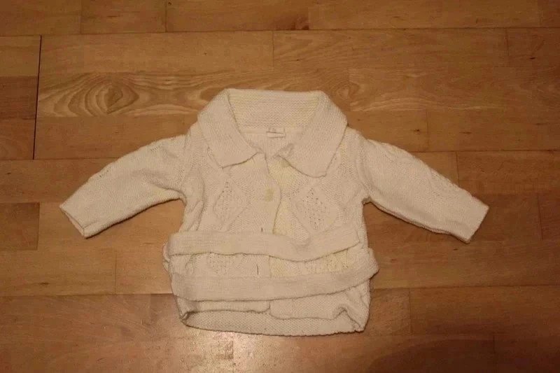 Strickjacke mit Gürtel, weiß, H&M, Gr. 68