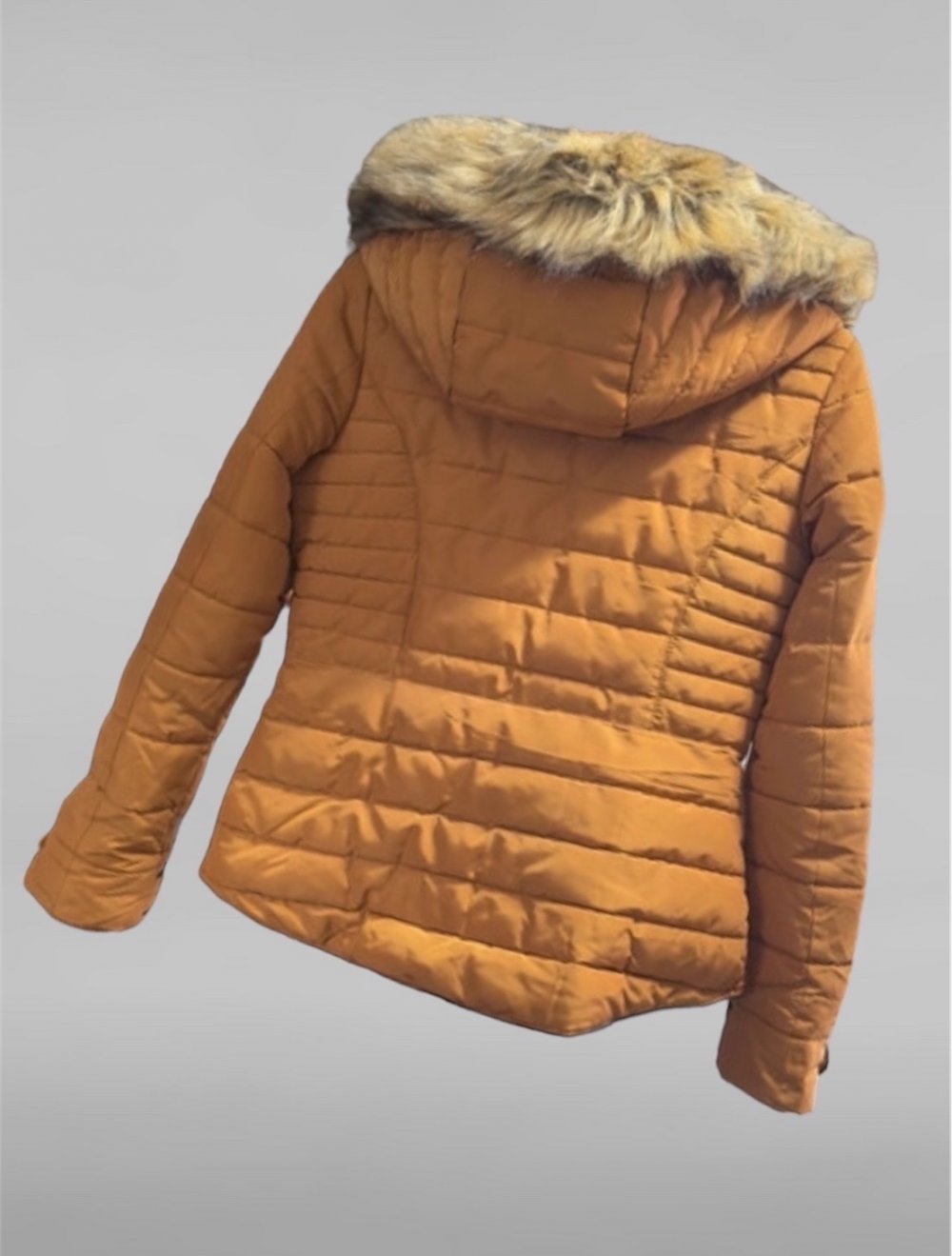 warme winterjacke tailliert Senf Farben gelb S M mit abnehmbarer Kapuze