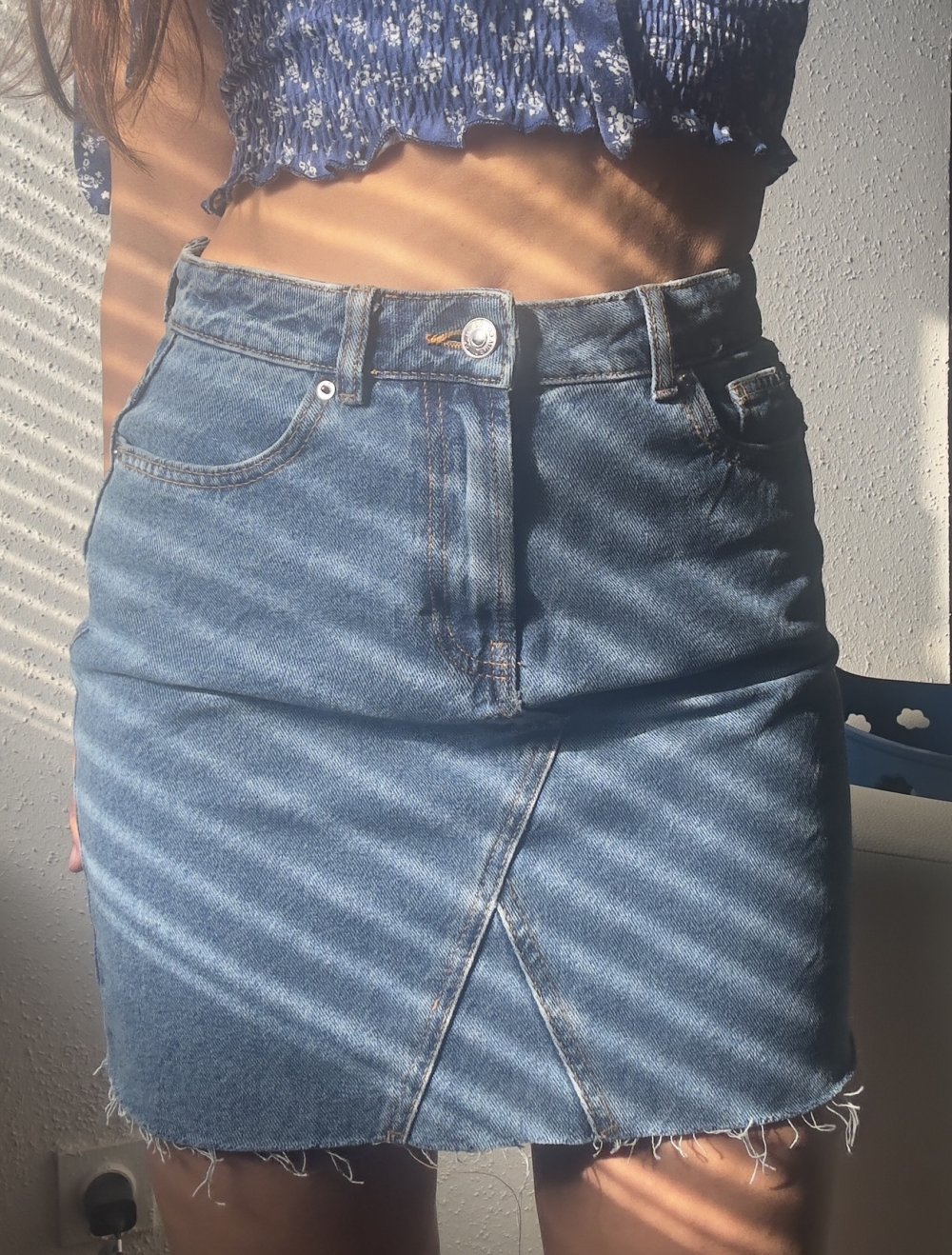 Jeansrock Mittelblau 100% Baumwolle 38 high Waist