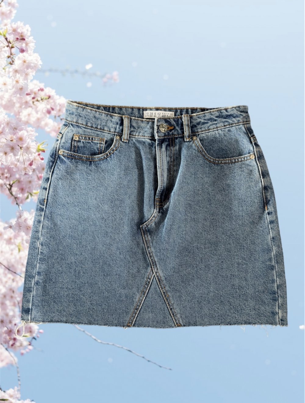 Jeansrock Mittelblau 100% Baumwolle 38 high Waist