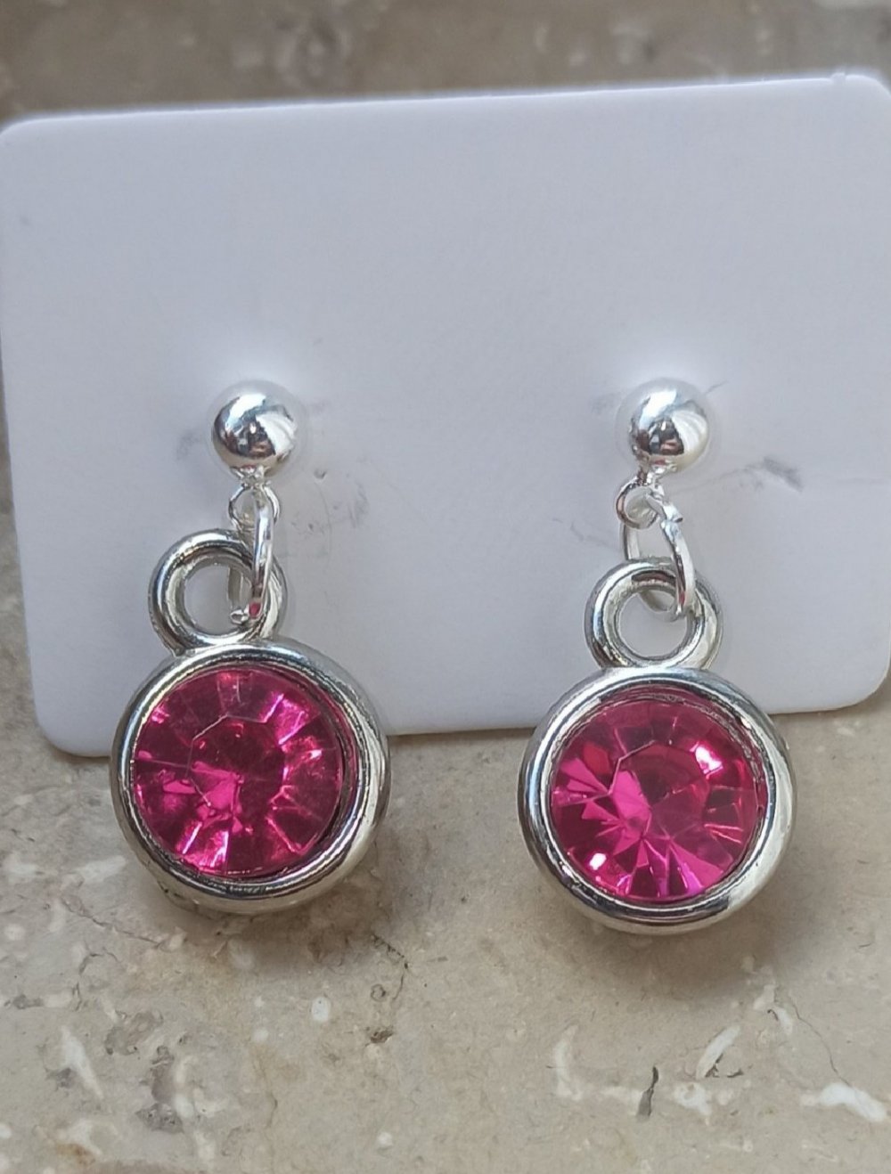 Sterling Silber Ohrringe - Ohrstecker Sterling Silber  gestempelt Farbe pink - Versand 2€