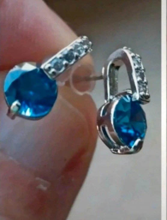 Schmuckset 3teilig Kette mit Anhänger und Ohrstecker Sterling Silber - Farbe blau // Versand 2€ // NP 24,95€