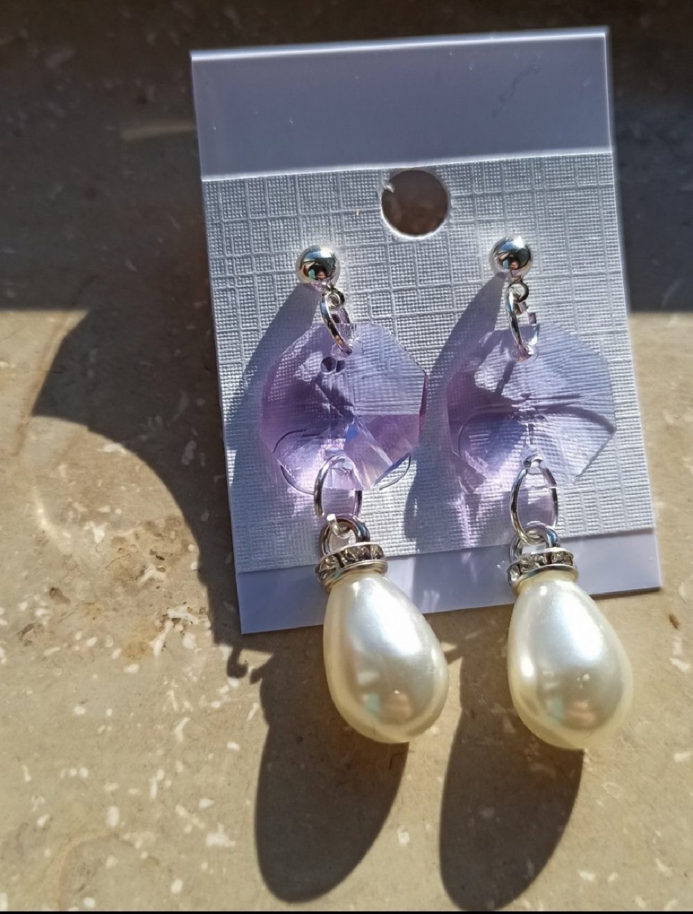 Sterling Silber Ohrringe gestempelt// Farbe hell lila / Versand inkl