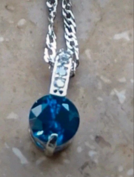 Schmuckset 3teilig Kette mit Anhänger und Ohrstecker Sterling Silber - Farbe blau // Versand 2€ // NP 24,95€