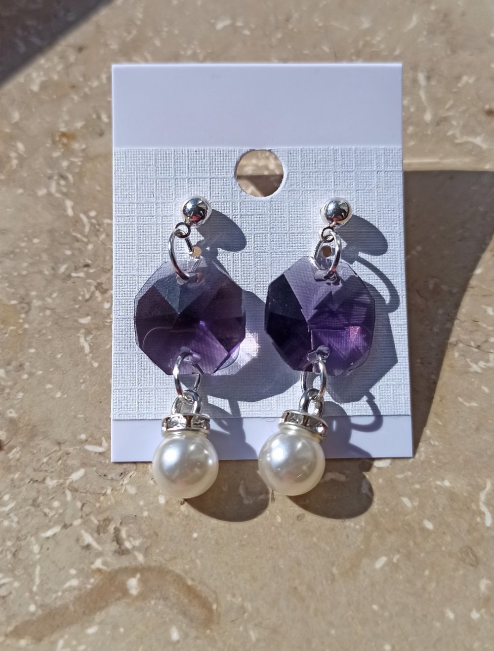 Sterling Silber Ohrstecker gestempelt Farbe d. lila Amathytst Versand inkl