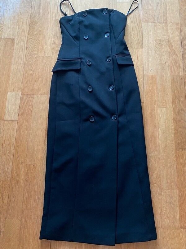 aren Millen Compact Stretch Tailored Bandeau Double Breasted Midi Dress Größe 34