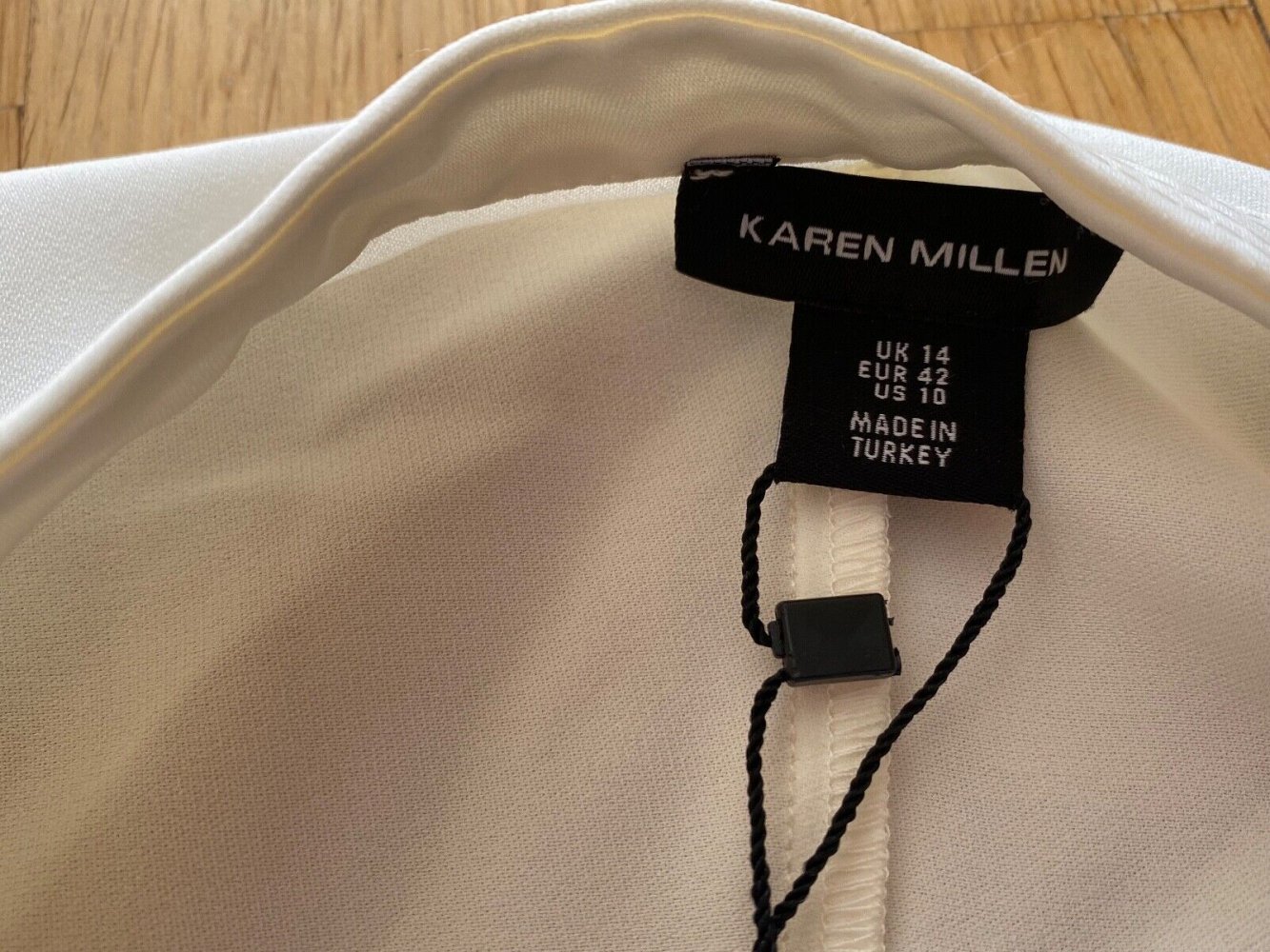 Karen Millen Collar Detail Wrap Front Long Sleeve Midi Dress weiß Größe 42