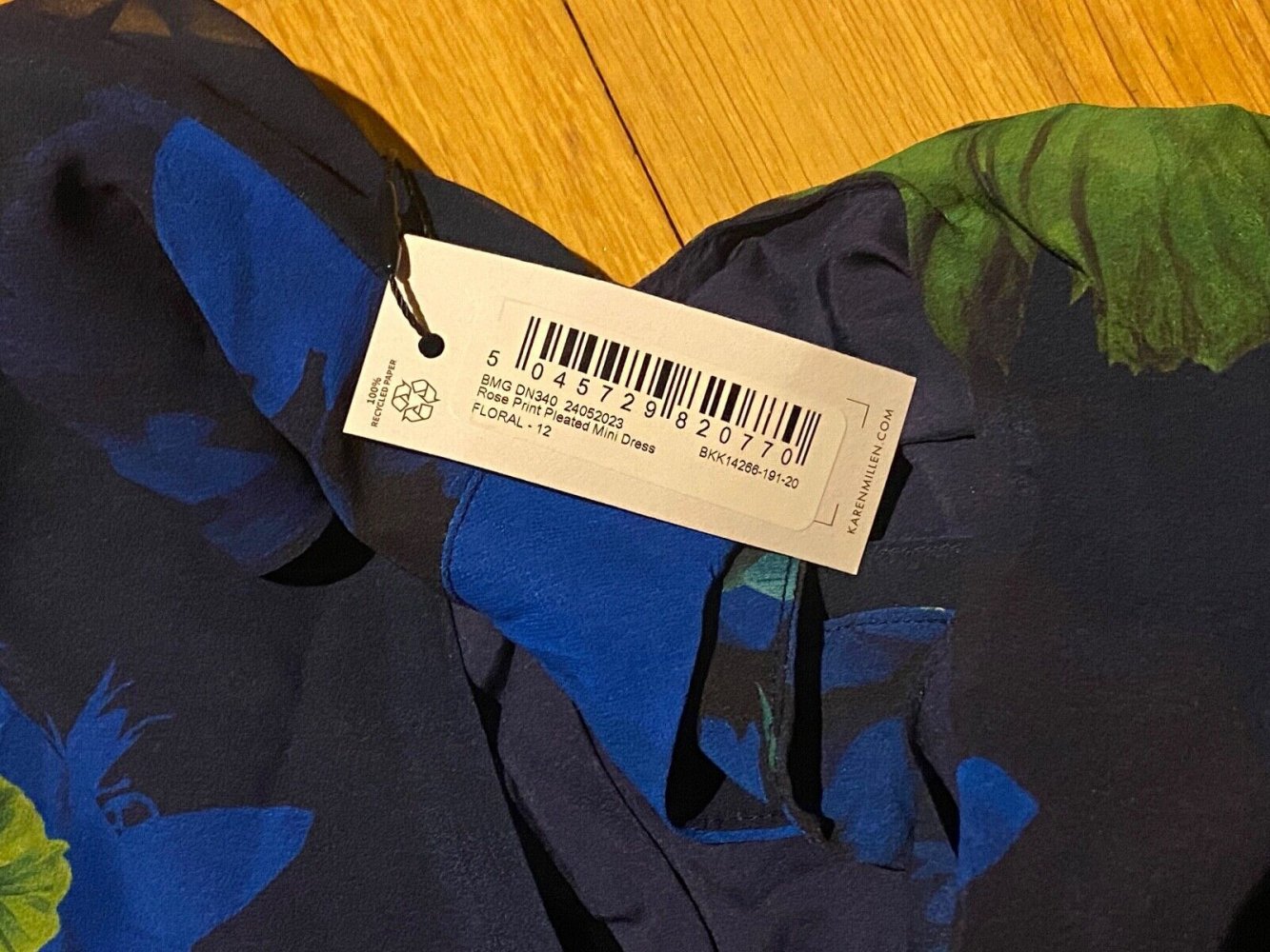 Karen Millen Rose Print Pleated Mini Dress Größe Größe 40