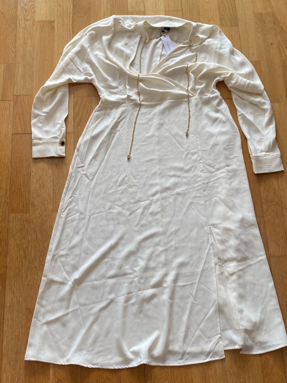 Karen Millen Collar Detail Wrap Front Long Sleeve Midi Dress weiß Größe 42