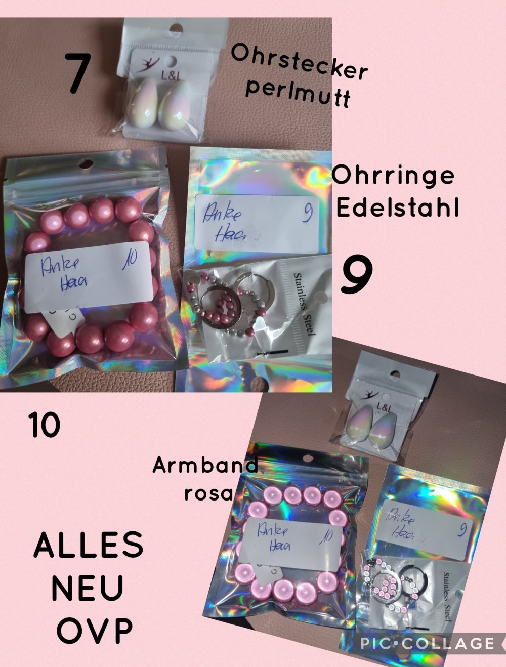 Magische Leuchtperlen Ohrringe u Armband