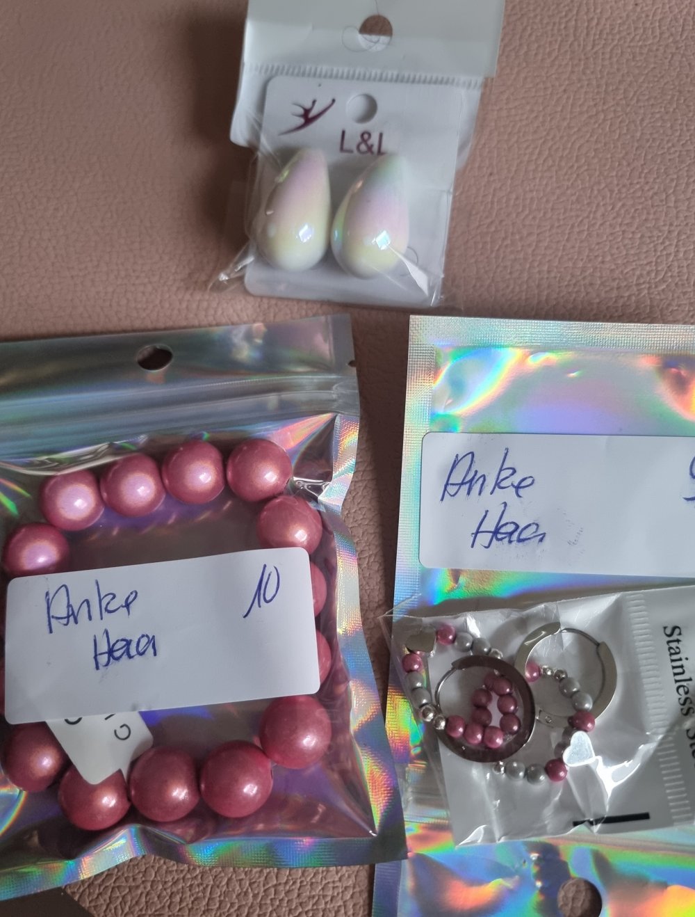 Magische Leuchtperlen Ohrringe u Armband