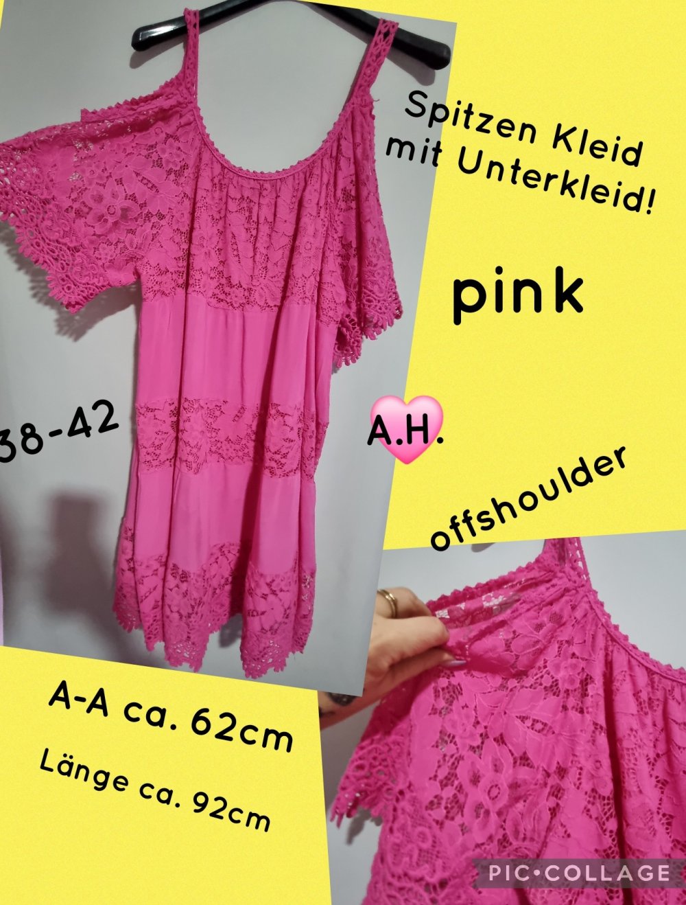 offshoulder Spitzenkleid 38-42 pink ?