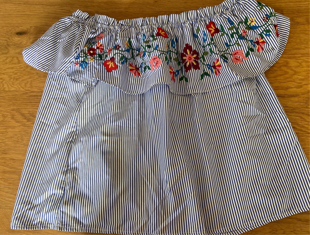Bluse blau/weiß