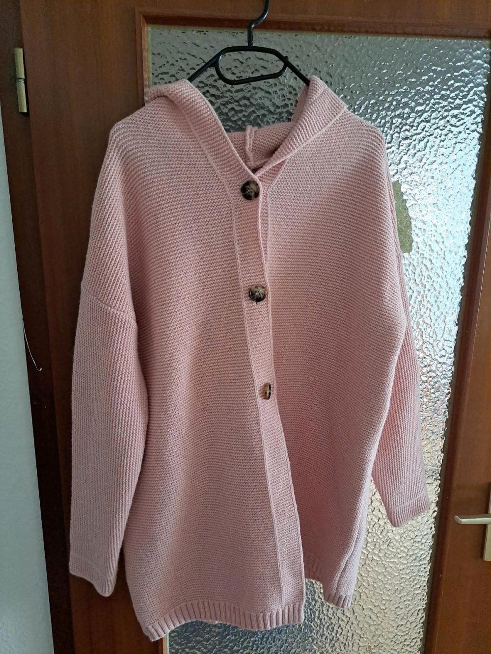 damen strickjacke rosa mit kaputze gr. 46 