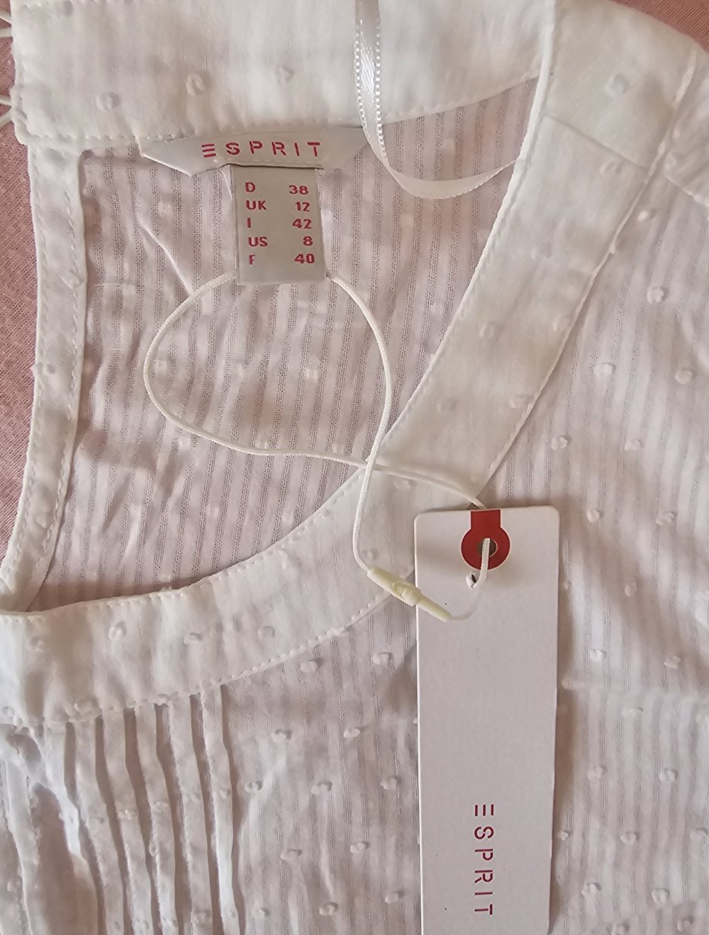 Sommer Bluse gestreift mit Punkten Muster, leicht durchsichtig, Größe 38, neu mit Etikett