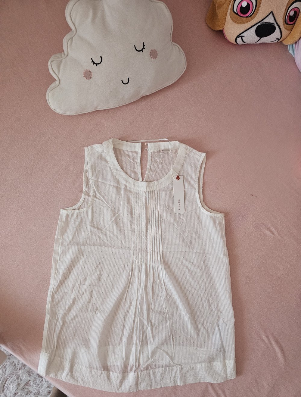 Sommer Bluse gestreift mit Punkten Muster, leicht durchsichtig, Größe 38, neu mit Etikett